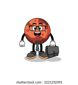 mars planet mascot as a businessman , character design