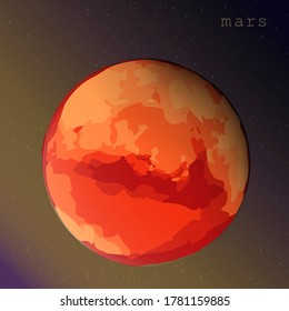 mars planet sobre fondo morado oscuro ilustración vector para libros de tarjetas de educación afiches astrología astronómica