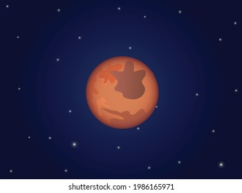 Mars planet on stars and space background vector