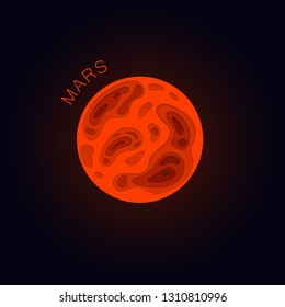 Mars. Planet in paper cut style. Vector