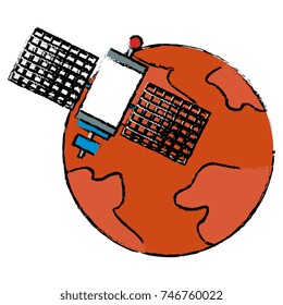 mars planet with satellite