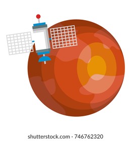 mars planet with satellite