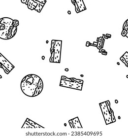 mars planet science space cosmos vector seamless pattern thin line illustration