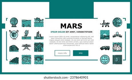 mars planet space astronomy landing web page vector. cosmos science, planet universe, solar galaxy, world red, exploration sky mars planet space astronomy Illustration
