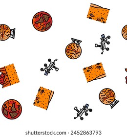 mars planet space astronomy vector seamless pattern thin line illustration