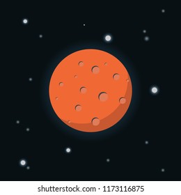 Mars planet with stars on empty space area. vector eps10 illustration.