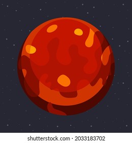 Mars planet vector cartoon illustration isolated on background.