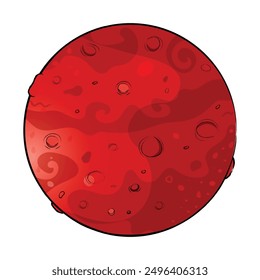 Mars planet vector. Globe Mars texture map in flat style. Red planet solar system.