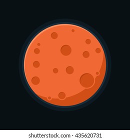 Mars planet vector. Globe Mars texture map in flat style. Globe vector Mars view from space. Red planet solar system.