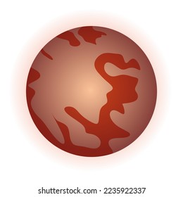 Mars planet vector illustration in trendy flat cartoon design style, isolated on white background. The best Editable graphic resources for many purposes. Planets on solar system.