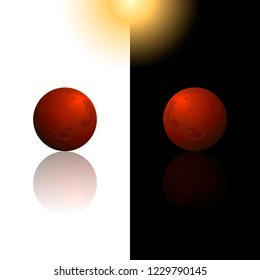 Mars planet vector. Planets of the solar system on the black and white background
