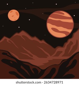 mars planet view paisagem vetor ilustração modelo gráfico design . astronomia cenário para conhecimento banner conceito