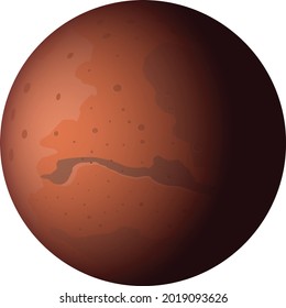 Mars red planet with dark side vector