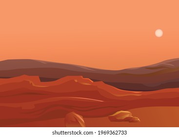 Mars red planet desert landscape vector