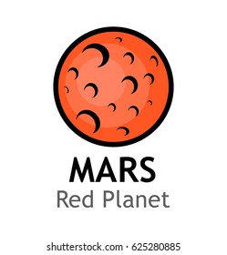 Mars - Red Planet, Vector Cartoon Logo with Captions.