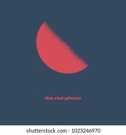Mars the red planet vector symbol in beautiful retro vintage art style. Eps10 vector illustration.