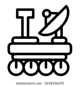 Mars rover with antenna and wheels line icon, cosmos concept. Vector graphics. Planet exploration, vehicle sign on white background, style mobile or design