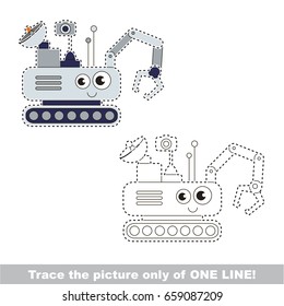 Mars Rover to be traced only of one line, the tracing educational game to preschool kids with easy game level, the colorful and colorless version.