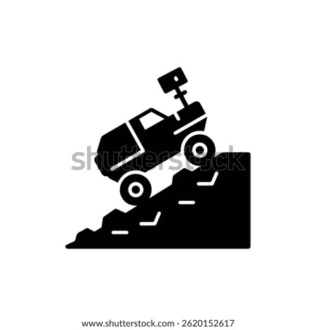 Mars Rover Climbing Incline on Rocky Surface Representing Mars Exploration