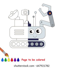 Mars Rover, the coloring book to educate preschool kids with easy gaming level, the kid educational game to color the colorless half by sample.