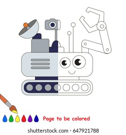Mars Rover, the coloring book to educate preschool kids with easy gaming level, the kid educational game to color the colorless half by sample.