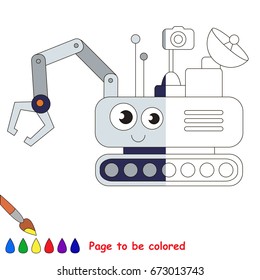 Mars Rover, the coloring book to educate preschool kids with easy gaming level, the kid educational game to color the colorless half by sample.
