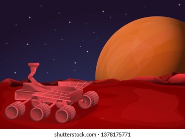 Mars rover concept banner. Cartoon illustration of mars rover vector concept banner for web design
