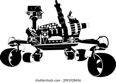 Mars Rover Curiosity Black And White Logo. Vector Illustration.