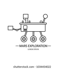 Mars Rover. Mars Exploration. Line art vector illustration