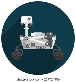 Mars Rover, Flat Design, Vector Illustration, Long Shadow