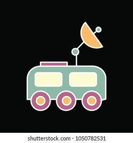 Mars rover icon. Cartoon Mars rover vector icon for web design isolated on black background