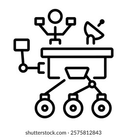 Mars rover icon in linear style 