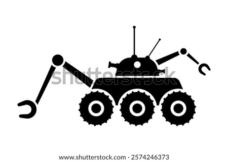 Mars rover icon. Moon rover. Black silhouette. Side view. Vector simple flat graphic illustration. Isolated object on white background. Isolate.