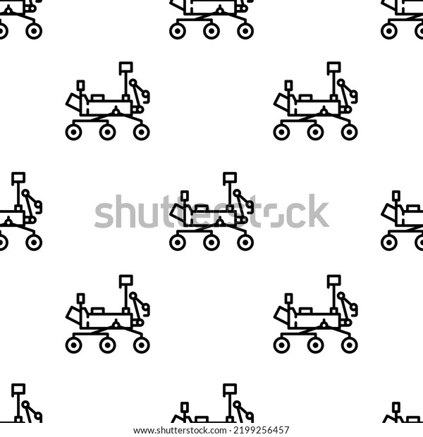 mars rover icon pattern. Seamless mars rover\
pattern on white\
background.