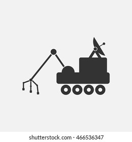 Mars rover icon. Silhouette flat design vector illustration