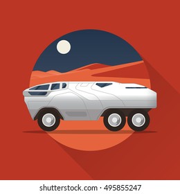 Mars rover icon. Vector illustration on the theme of  space exploration and mars colonization