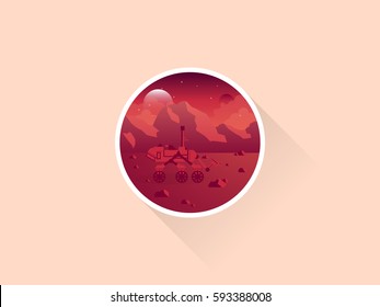 Mars rover icon Vector illustration on the theme of space exploration and mars colonization.