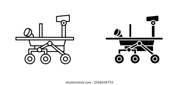 Mars rover icons in outline and fill. vector illustration for ui.