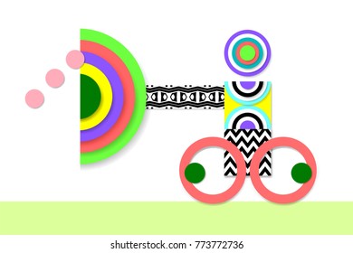 mars rover or moon-rover (moon walker robot)  in contemporary art style, geometric vector illustration