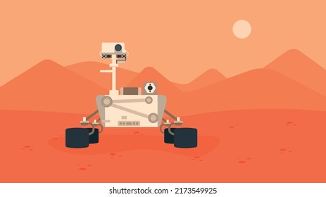 Mars rover on the surface of Mars