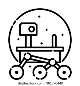 Mars Rover in Space, vector outline icon.