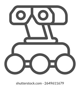 Mars rover with two cameras line icon, space exploration concept. Vector graphics. Robotic vehicle with camcorder sign on white background, outline style icon for mobile or web design