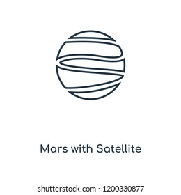 Mars with Satellite concept line icon. Linear Mars with Satellite concept outline symbol design. This simple element illustration can be used for web and mobile UI/UX.