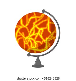 Mars School Globe. geographical sphere. Model of red planet. Astronomical objects or celestial body.
