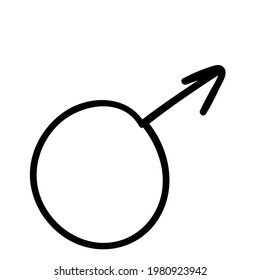 mars sign, circle with outward arrow one line. vector illustration element