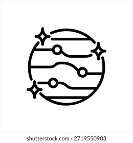 Ilustración de contorno rellena de negro simple de Marte