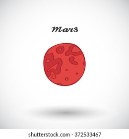 Mars sketch. Hand-drawn cartoon planets - Solar system. Doodle drawing. Vector illustration. 