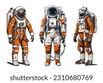 Mars Space Astronaut Exploration Suit Hand Drawn Vector Illustration
