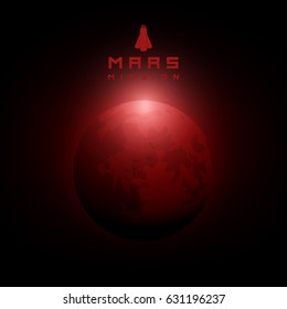 Mars space mission design vector illustration.