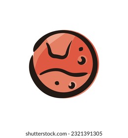 Mars - Space and planet icon (Hand-drawn line, colored version)